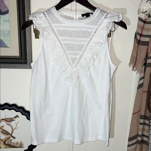 J. Crew White Sleeveless Blouse with stunning lace details. Never been worn.